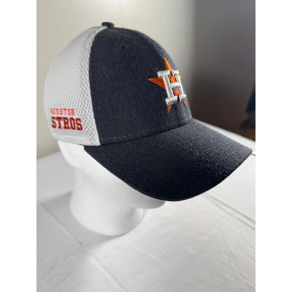 New Era Houston Astros 39THIRTY Stretch Fit Hat Navy Blue White Mesh Mens M/L